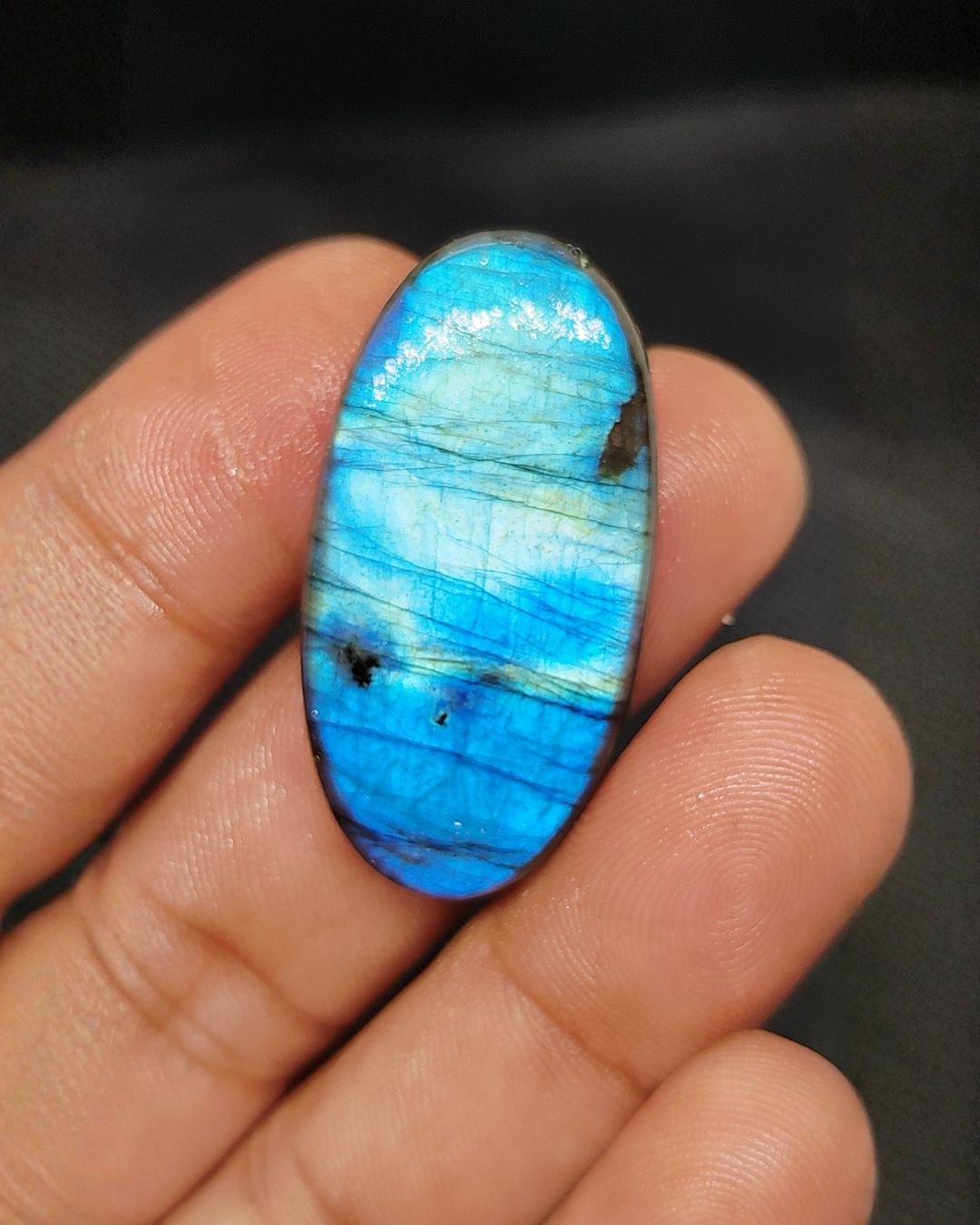 38mm Labradorite Cabochon - Oval Blue Full Flash - Image 3