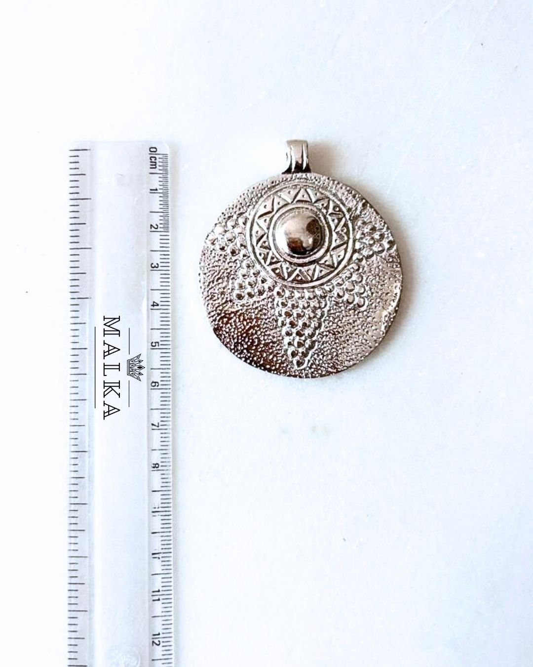 Big Silver Filled Ethnic Brass Pendant - Image 3
