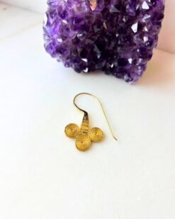 Tribal Spiral Disc Brass Earrings
