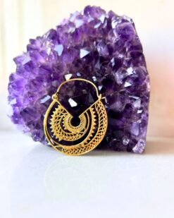 Layered Tribal Crescent Brass Earrings