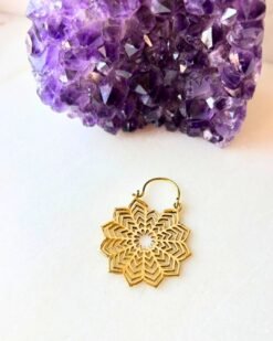 Mandala Flower Openwork Brass Earrings