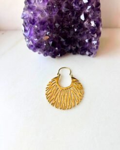 Sunburst Fringe Hoop Brass Earrings