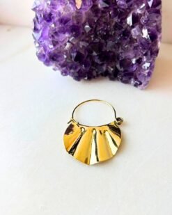 Hammered Fan Shape Brass Earrings