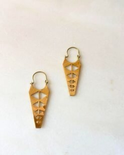 Alternative view of Geometric Cutout Spike Brass Earrings
