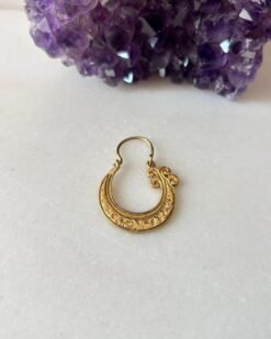 Scroll Crescent Hoop Brass Earrings