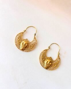 Alternative view of Winged Skull Filigree Brass Earrings