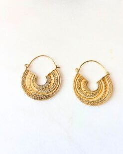 Alternative view of Ornate Tribal Crescent Brass Earrings