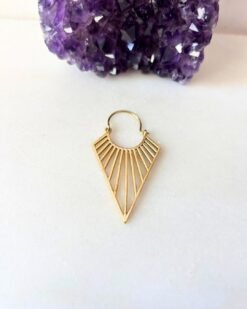 Sunray Drop Hoop Brass Earrings