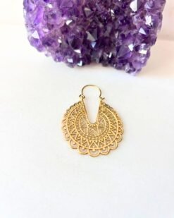 Intricately Mandala Hoop Brass Earrings