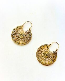 Alternative view of 5/20 Pairs Radiant Star Mandala Brass Earrings