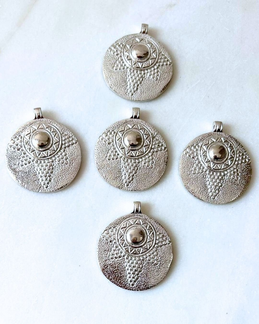 Big Silver Filled Ethnic Brass Pendant - Image 2