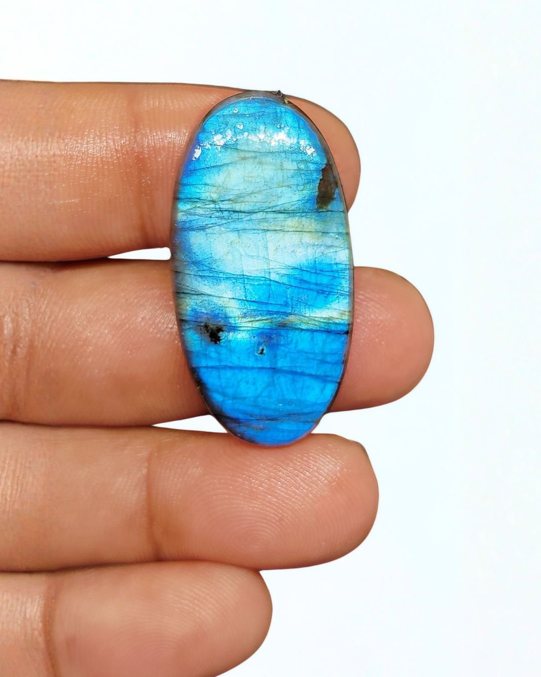 38mm Labradorite Cabochon - Oval Blue Full Flash - Image 2