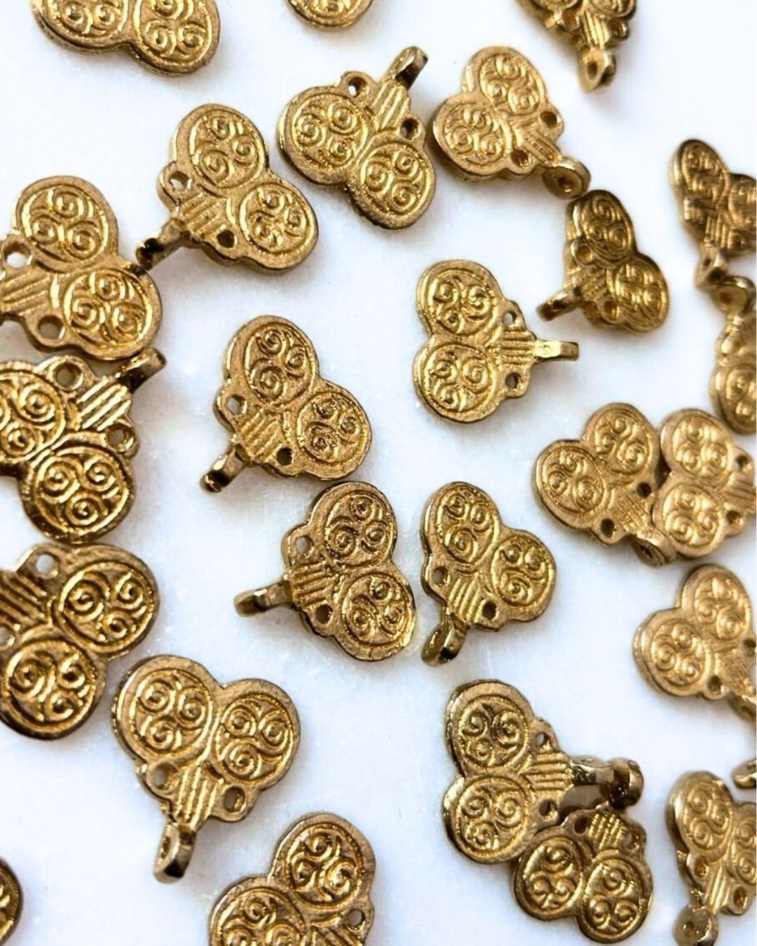 Double Spiral Filigree Brass Charms