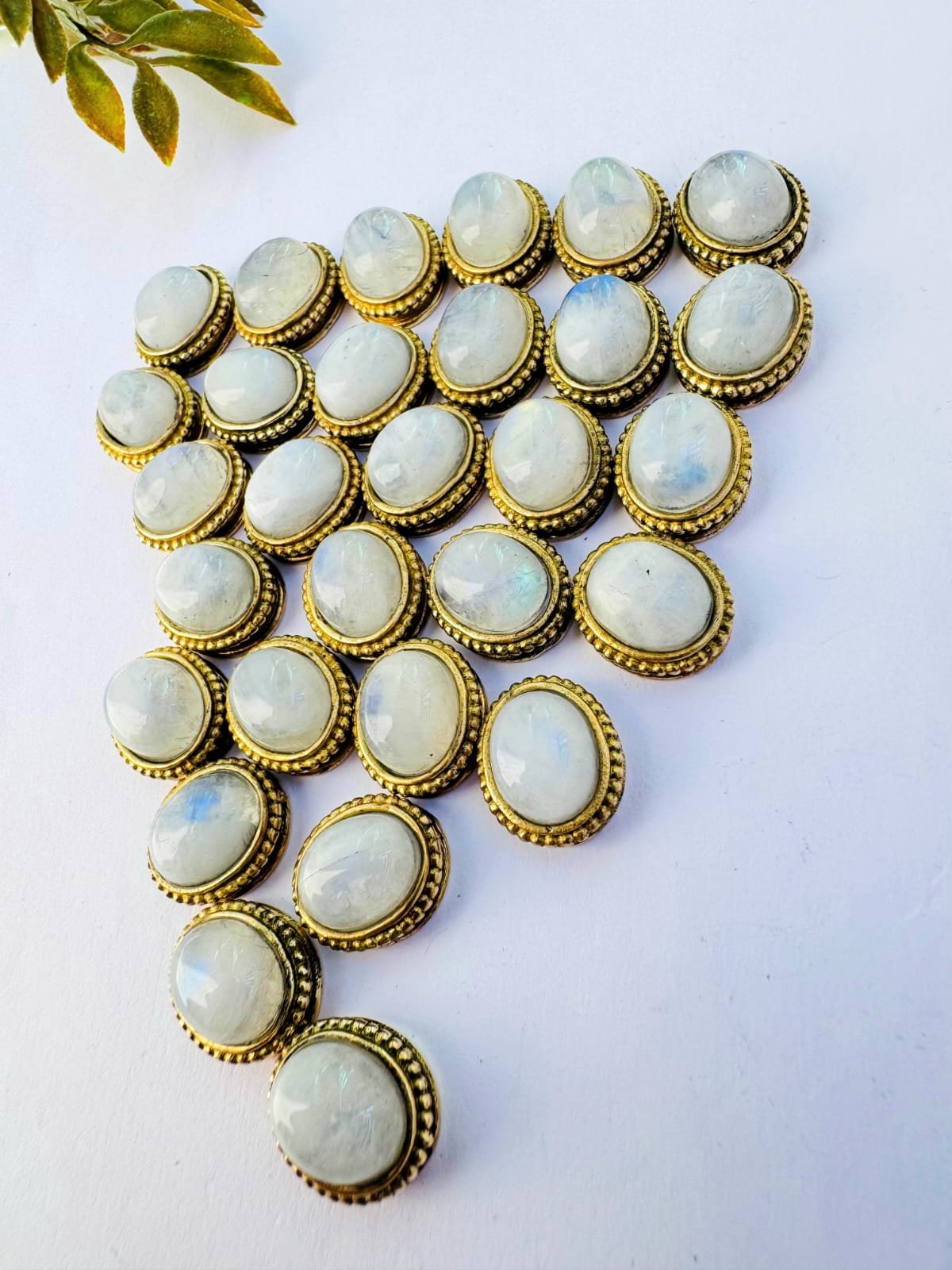 Oval Grooved stones - Moon Stone Connectors for Micro Macrame