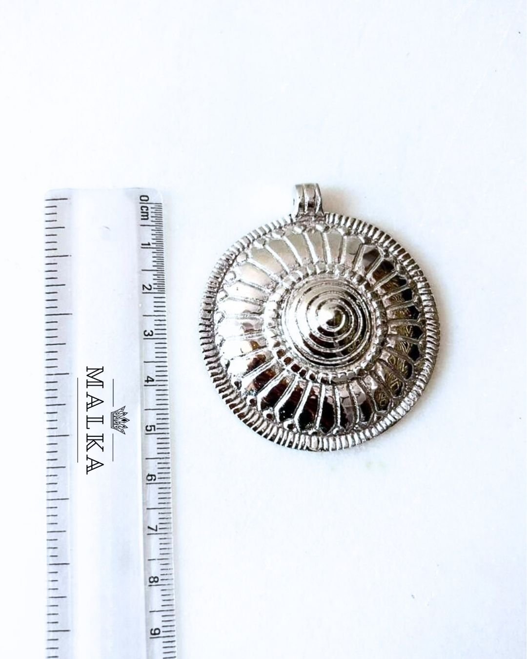 Big Silver Filled Ethnic Brass Pendant - Image 3