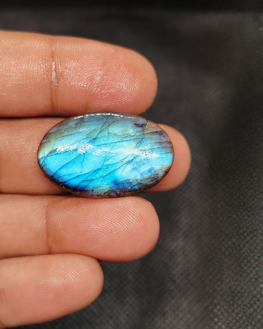 32mm Labradorite Cabochon - Oval Blue Full Flash - Image 2