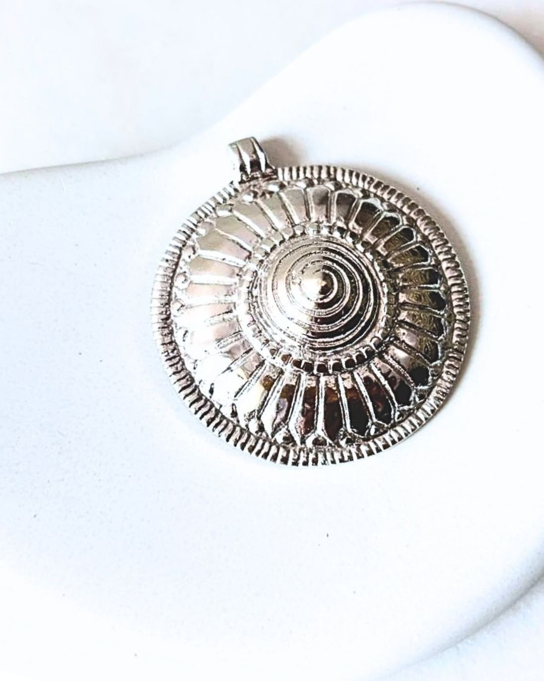 Big Silver Filled Ethnic Brass Pendant