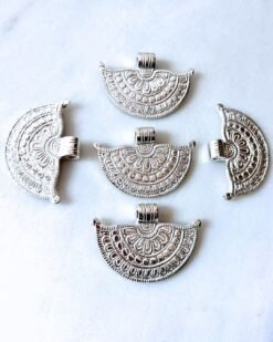 Big Ethnic Silver Filled Brass Pendant