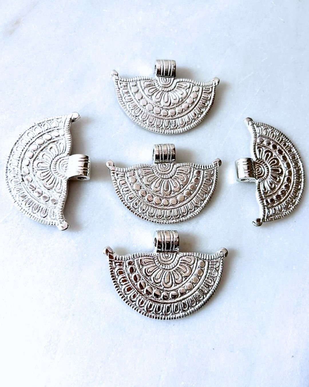 Big Ethnic Silver Filled Brass Pendant