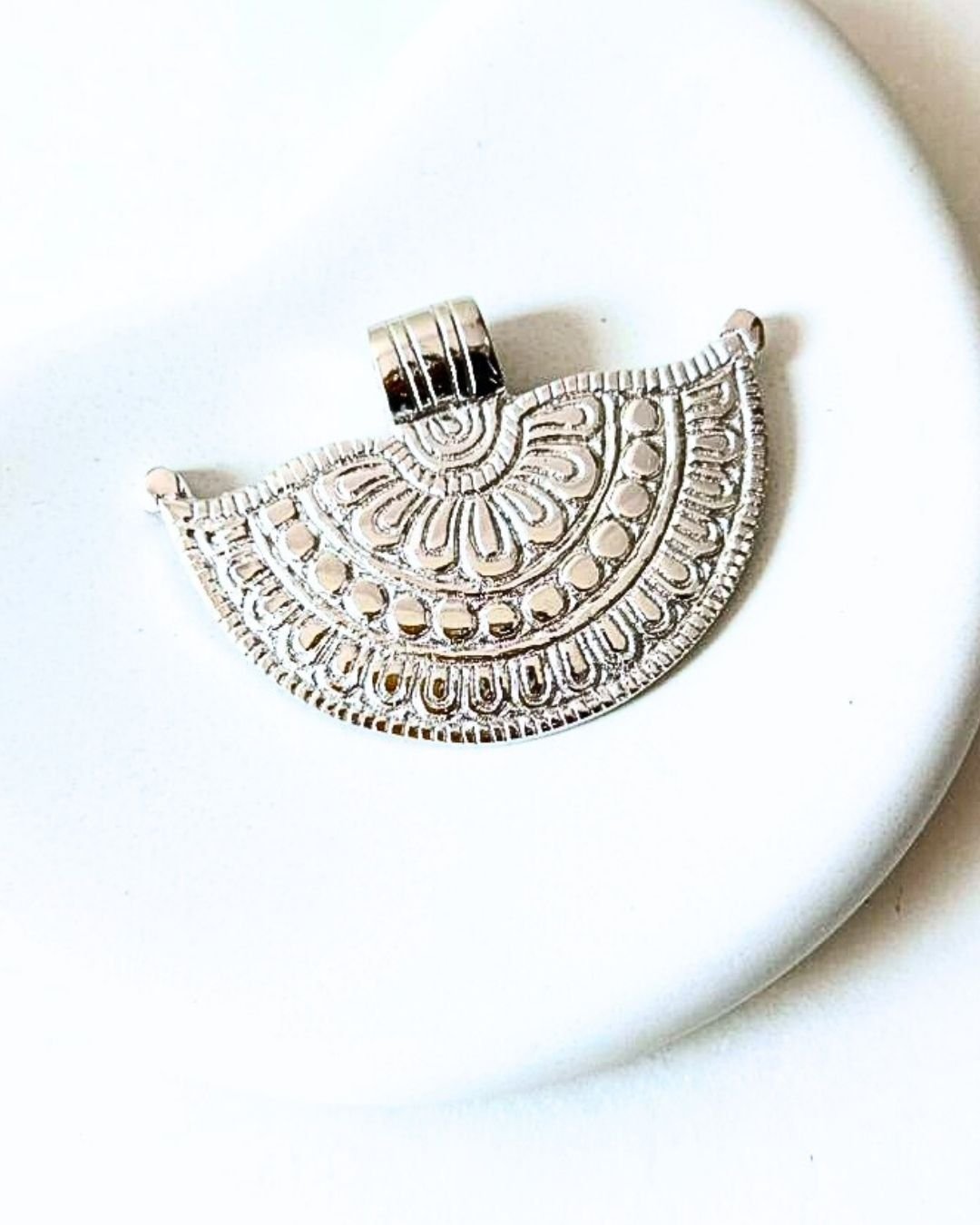 Big Ethnic Silver Filled Brass Pendant - Image 2