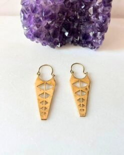 Geometric Cutout Spike Brass Earrings