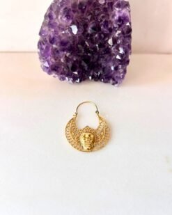 Winged Skull Filigree Brass Earrings