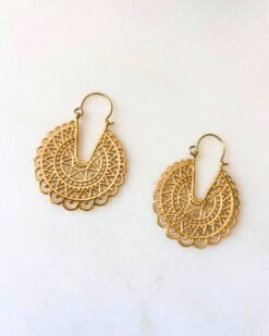 Alternative view of Intricately Mandala Hoop Brass Earrings