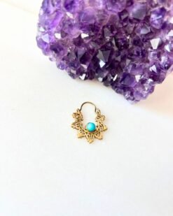 Stone Accent Filigree Brass Earrings