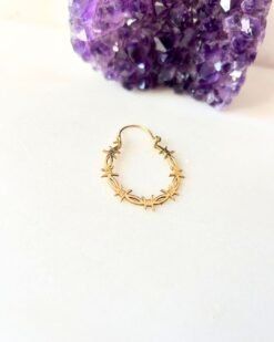 Barbed Wire Inspired Hoop Brass Earrings