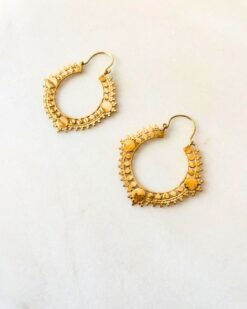 Alternative view of Decorative Beaded Hoop Brass Earrings