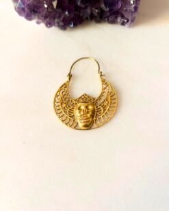 Skull Filigree Hoop Brass Earrings