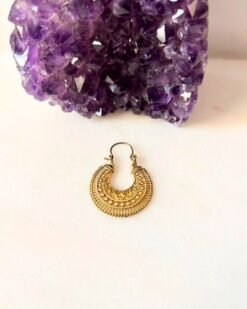 Scrollwork Filigree Crescent Brass Earrings