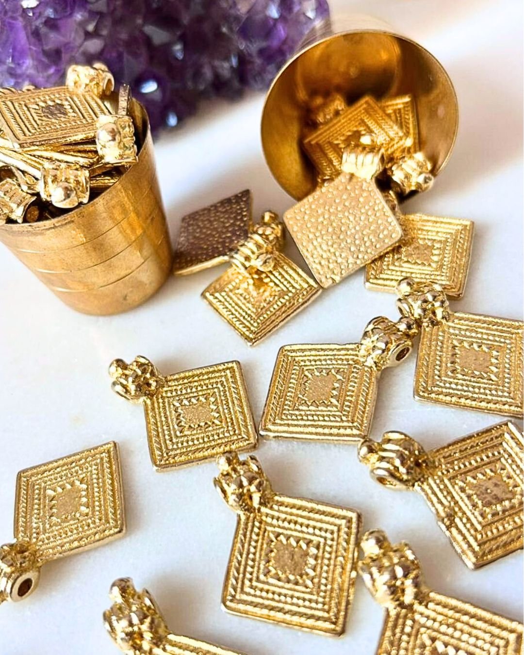 Textured Diamond Brass Charms - Image 4