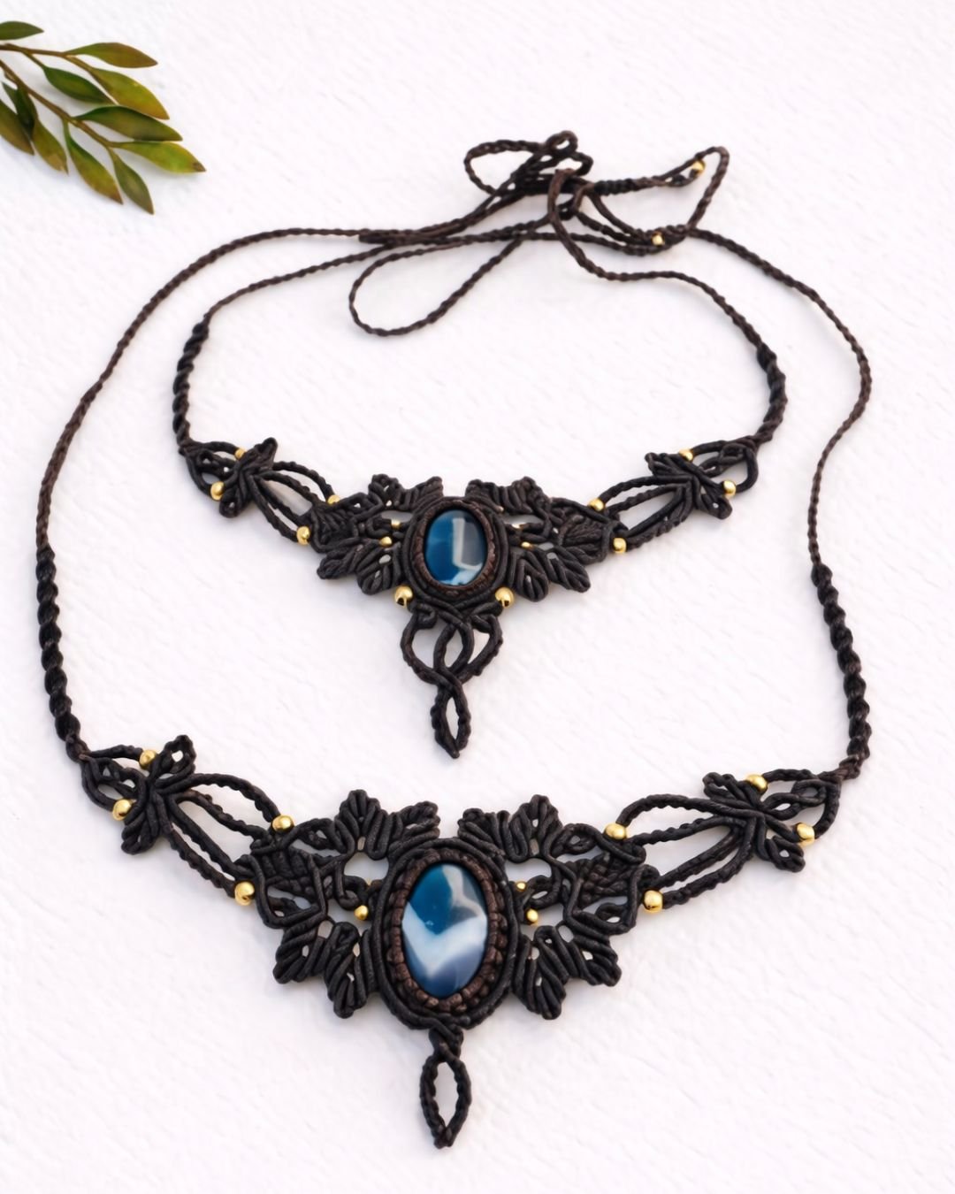 Blue Stone Macrame Necklace