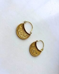 Alternative view of Vintage Floral Half Moon Brass Earrings