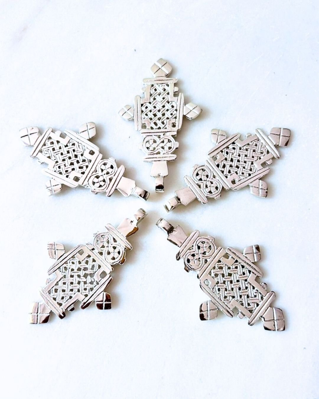 Large Silver Filled Ethiopian Brass Cross