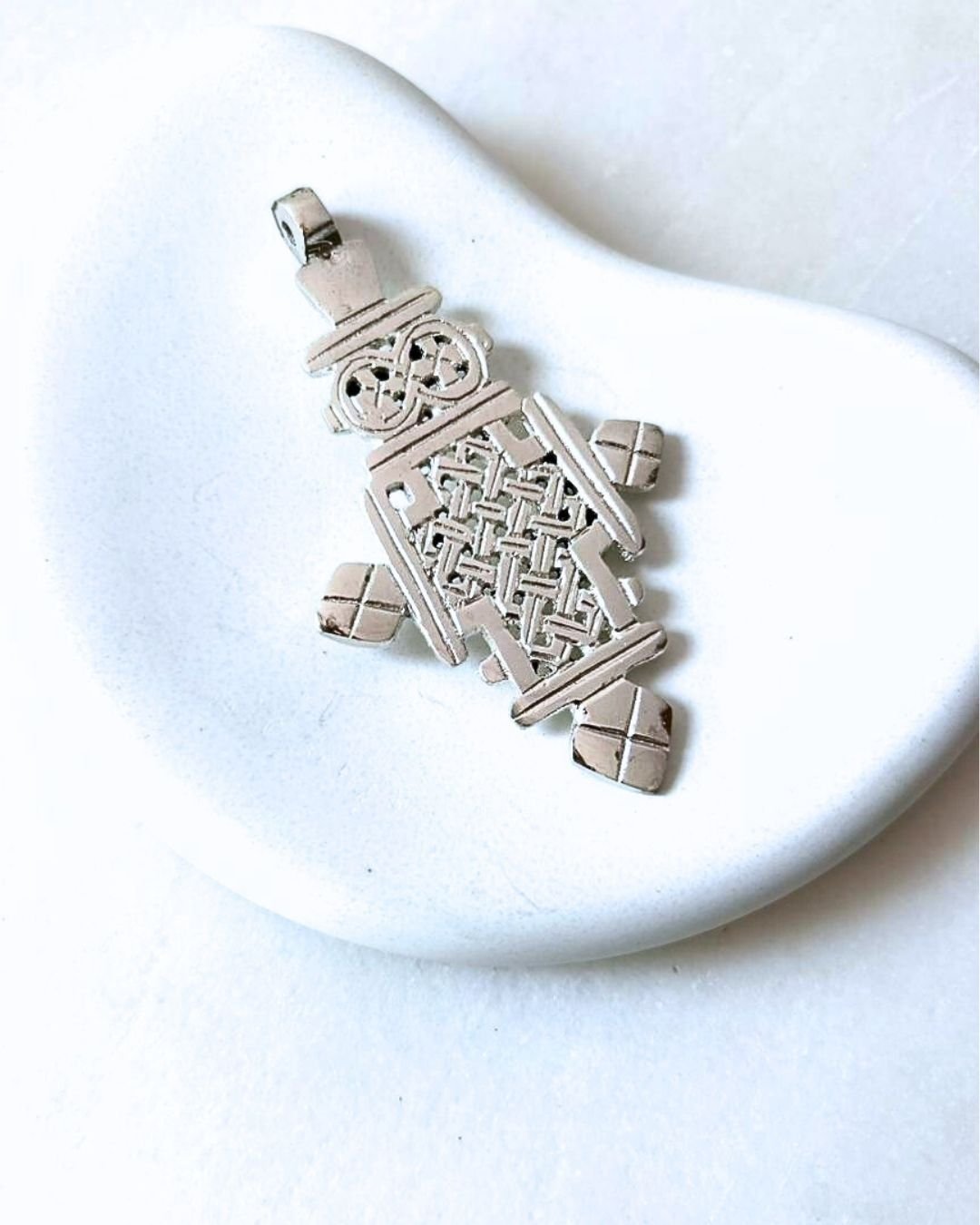 Large Silver Filled Ethiopian Brass Cross - Image 2