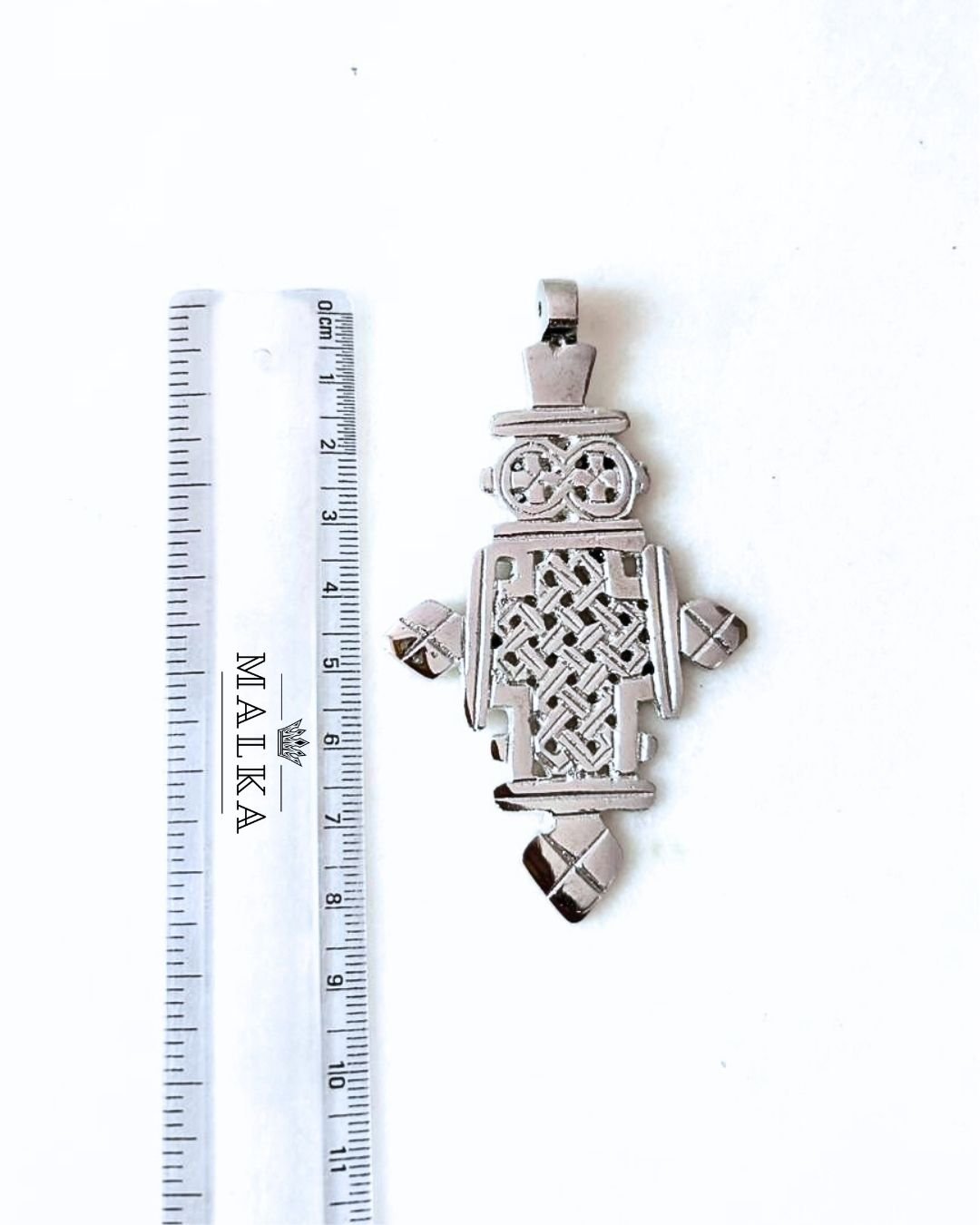 Large Silver Filled Ethiopian Brass Cross - Image 3
