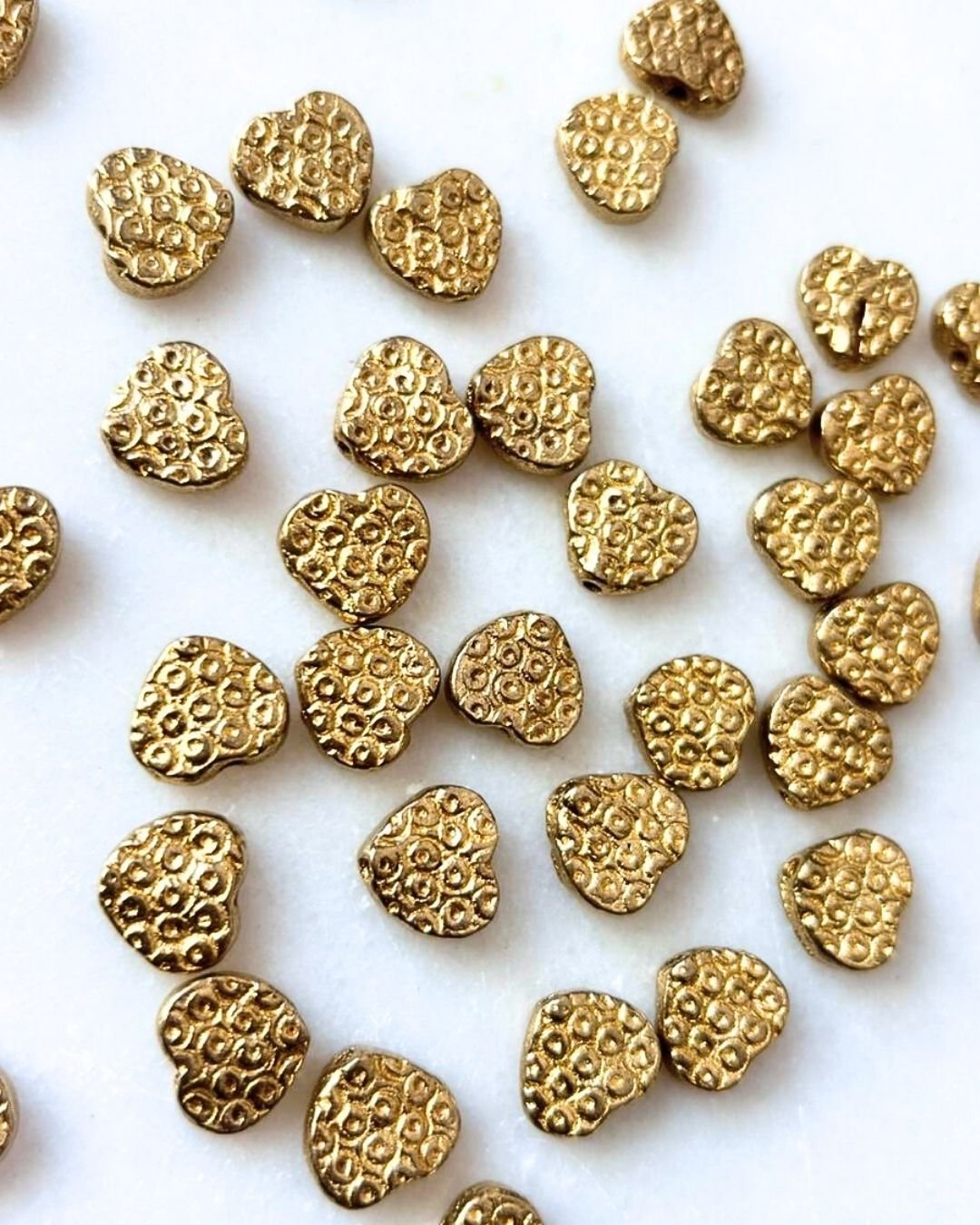 Textured Heart Brass Charms