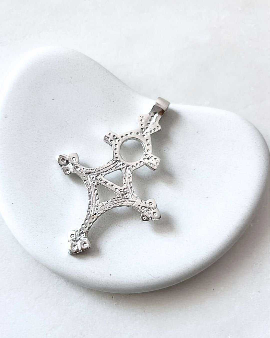 African Silver Filled Brass Cross Pendant