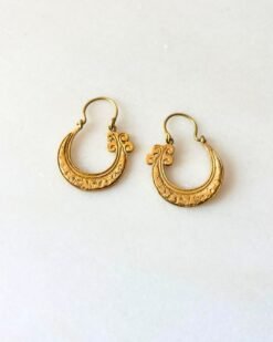Alternative view of Scroll Crescent Hoop Brass Earrings