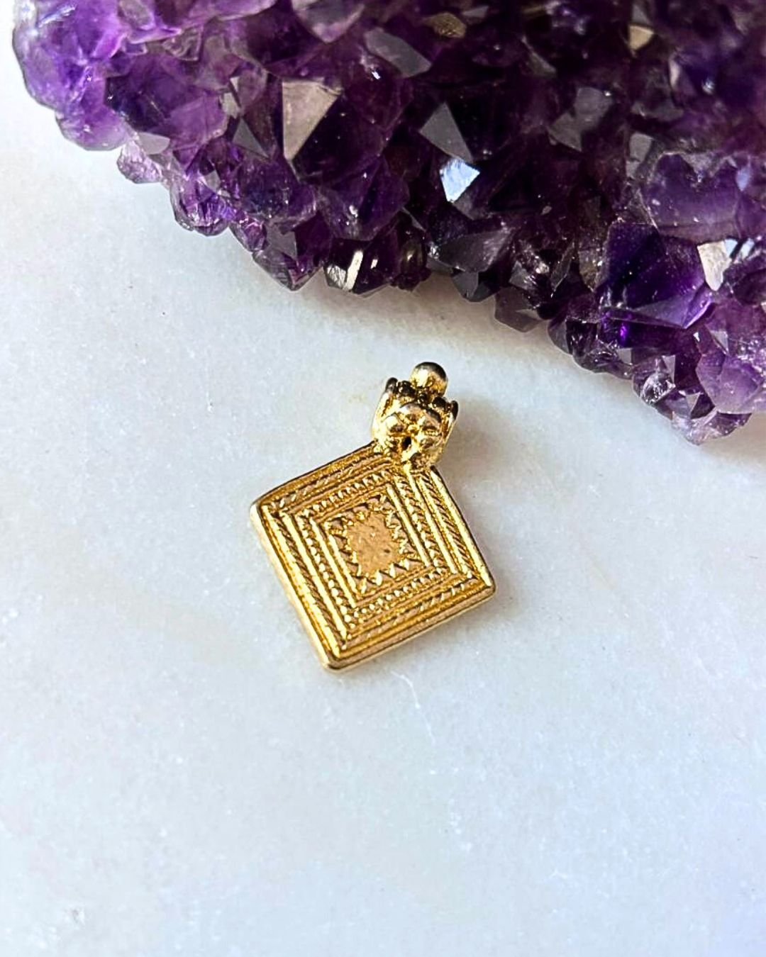 Textured Diamond Brass Charms - Image 3