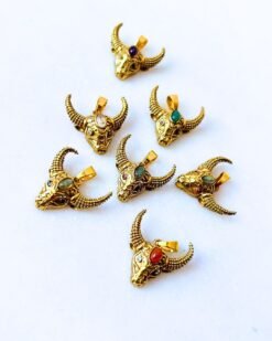 Horned Bull Head Brass Pendant