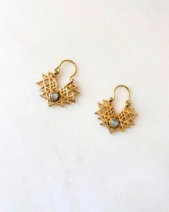 Alternative view of Geometric Star Hoop Brass Earrings