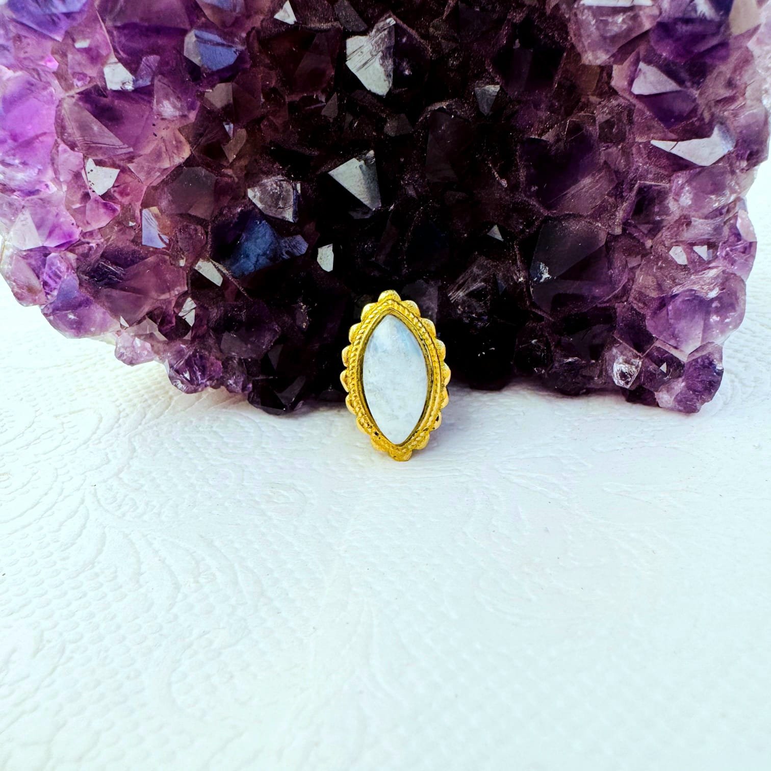 Moonstone Marquise Grooved Stones Connectors