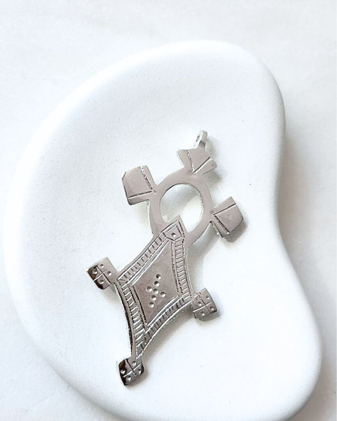 Tribal Silver Plated Brass Cross Pendant