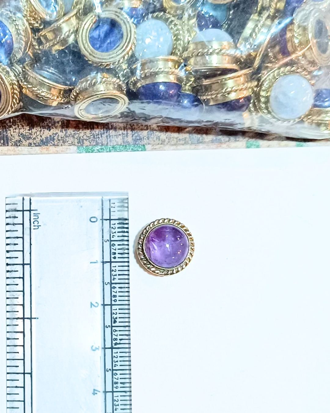 10 Grooved Stone Connectors 13mm Round