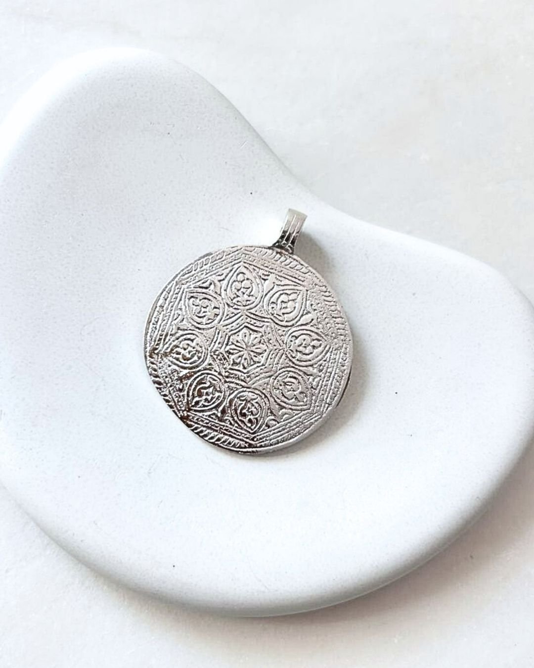 Big Ethnic Silver Filled Brass Pendant