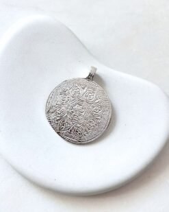 Big Ethnic Silver Filled Brass Pendant