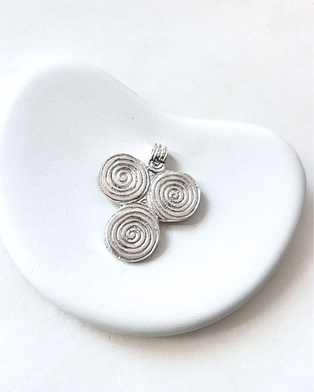 Big Ethnic Silver Filled Brass Pendant